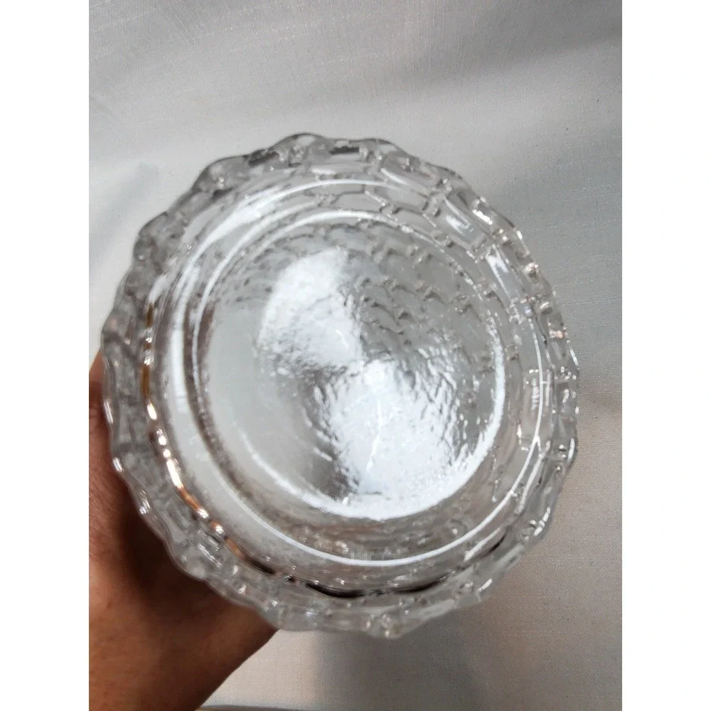Clear Textured Glass Vase/Utensil Holder Honeycomb‎ Hex Pattern 6